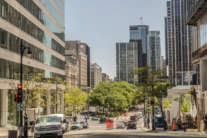 Framed Print : Old Montreal street view with historical buildings