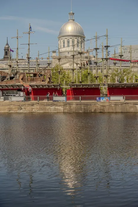 Framed Print : Old Montreal street view with historical buildings