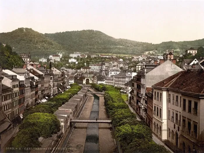 Framed Print : Old and new streets, Karlovy Vary Framed Print : Old and new streets, Karlovy Vary
