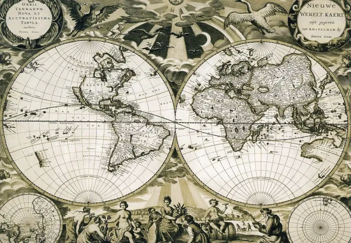 Framed Print : Old paper world map, Holland Framed Print : Old paper world map, Holland