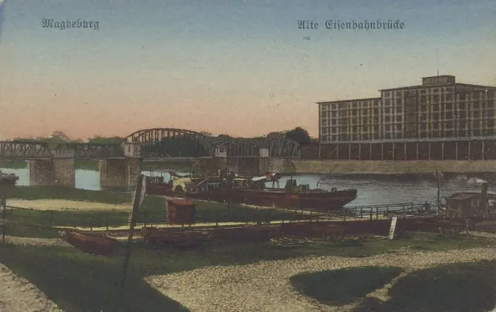 Framed Print : Old railway bridge in Magdeburg
