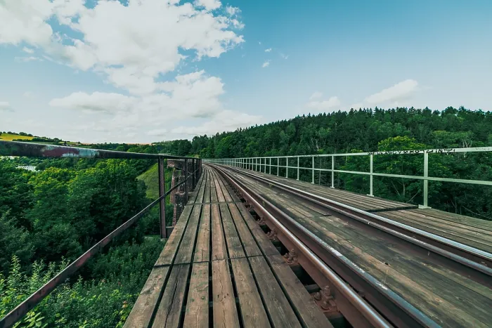 Framed Print : Old railway viaduct in the mountains, Poland