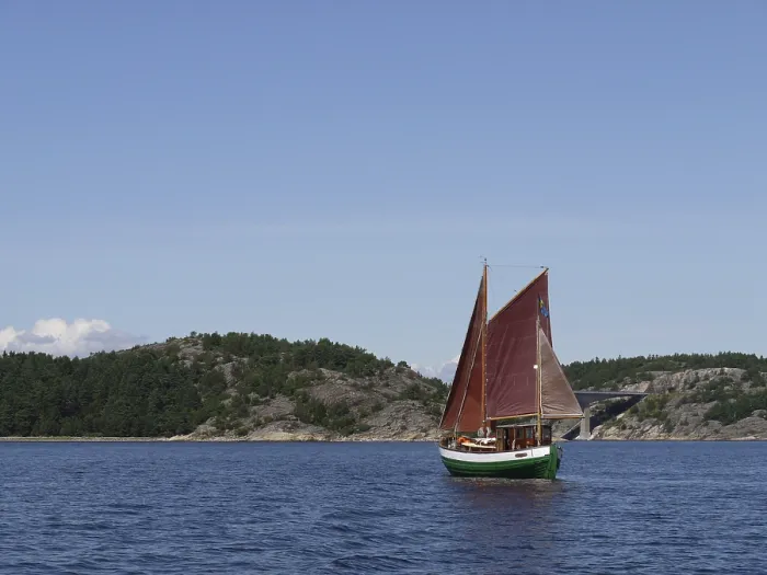 Framed Print : Old sailing boat near Tjorn