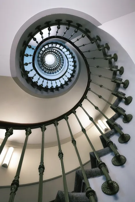 Framed Print : Old staircase with beautiful spiral staircase