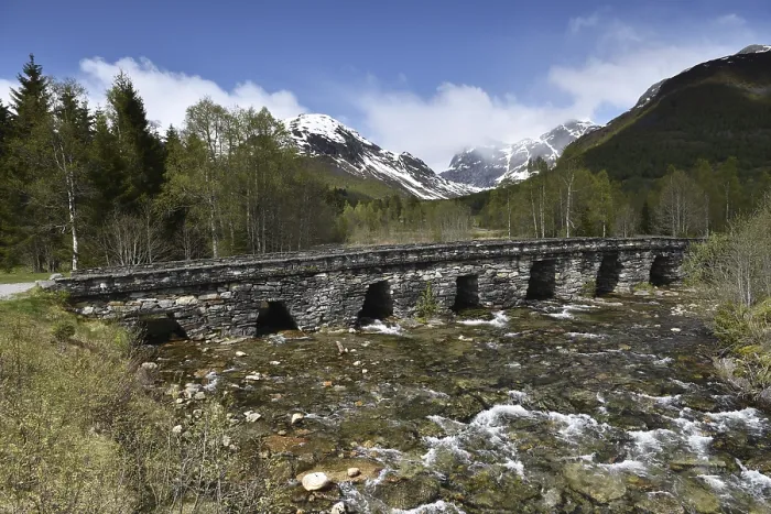 Framed Print : Old stone bridge, Hornindal Bridge over the river Kvitla in Norway