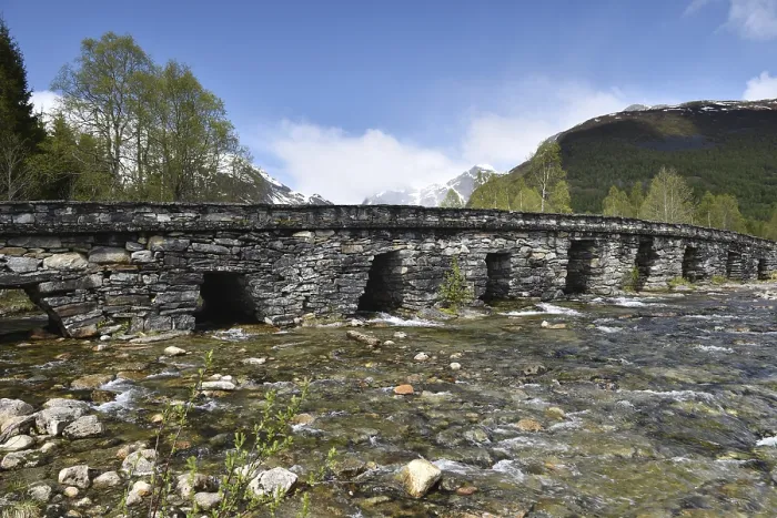 Framed Print : Old stone bridge, Hornindal Bridge over the river Kvitla in Norway