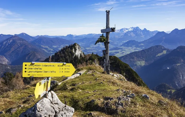 Framed Print : Old summit cross on the Schwarzer Berg with a view of the Dachstein massif Framed Print : Old summit cross on the Schwarzer Berg with a view of the Dachstein massif
