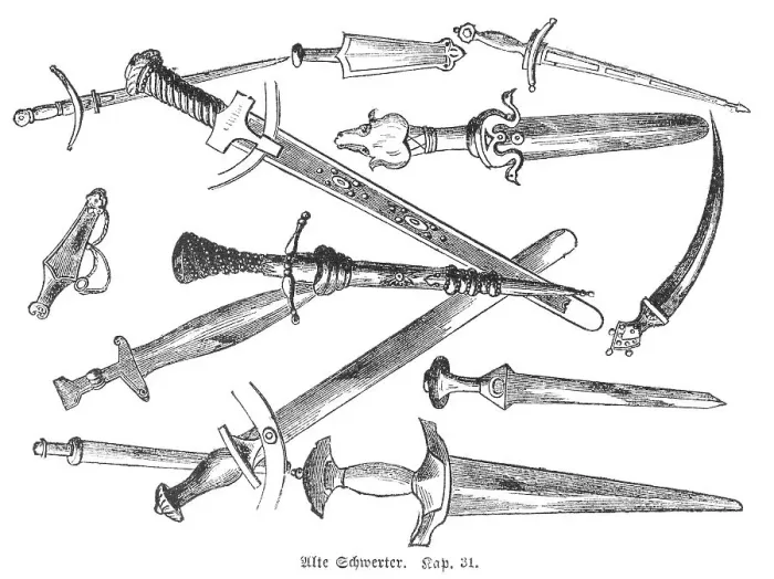 Framed Print : Old swords, sabre, ornaments, hilt