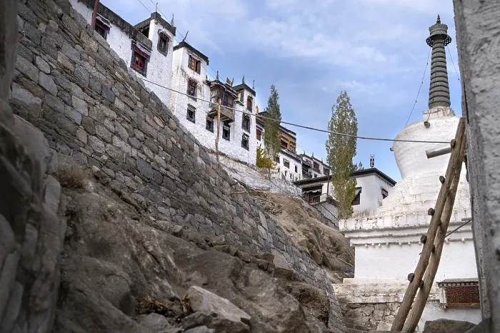 Framed Print : The old Thiksay monastery in Theksey small village