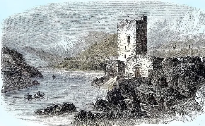 Framed Print : Old tower serving as a mill on the banks of the Herault