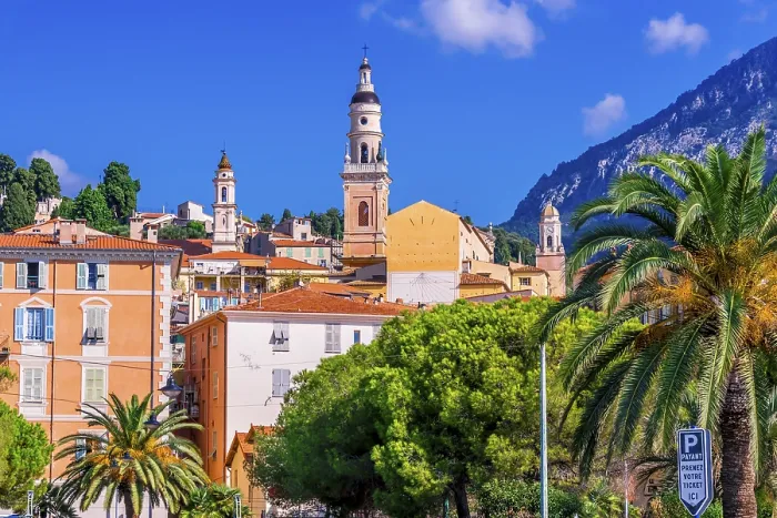 Framed Print : Old town architecture of Menton on French Riviera