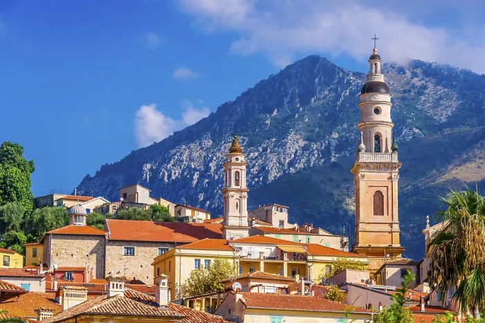 Framed Print : Old town architecture of Menton on French Riviera