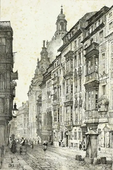 Framed Print : Old Town of Dresden in 1850, Saxony Framed Print : Old Town of Dresden in 1850, Saxony