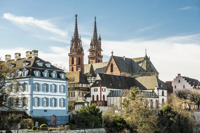 Framed Print : Old Town Grossbasel and Basel Minster