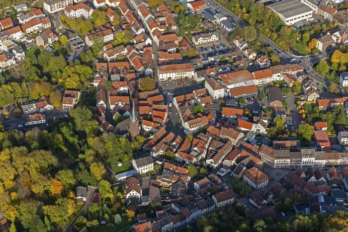 Framed Print : Old Town with half-timbered houses