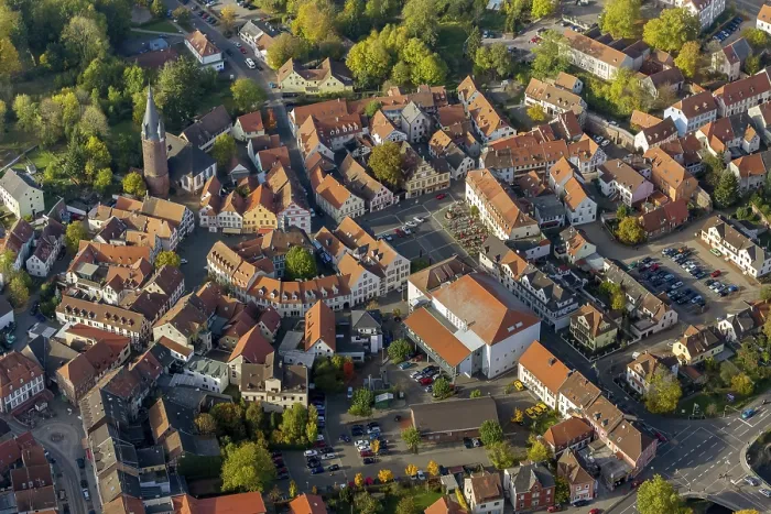 Framed Print : Old Town with half-timbered houses