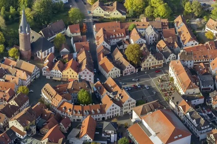 Framed Print : Old Town with half-timbered houses