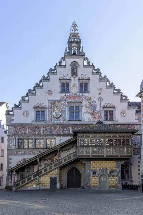 Framed Print : Old town hall with decorative wall paintings in Gothic style