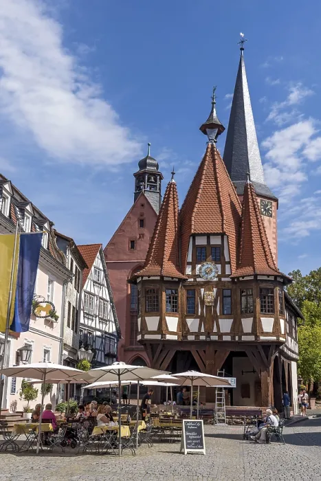 Framed Print : Old town hall, late medieval half-timbered building