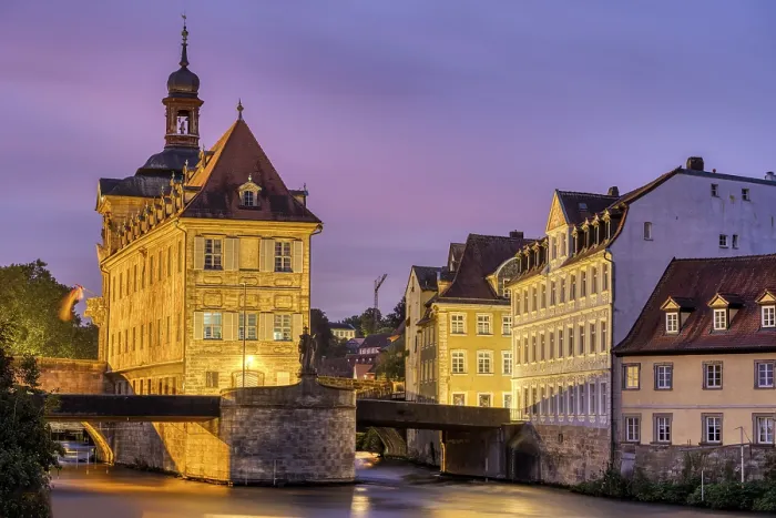 Framed Print : The Old Town Hall and the river Regnitz in Bamberg