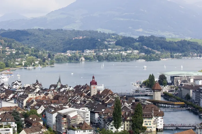 Framed Print : Old town at the Lake Lucerne, Lucerne, Switzerland