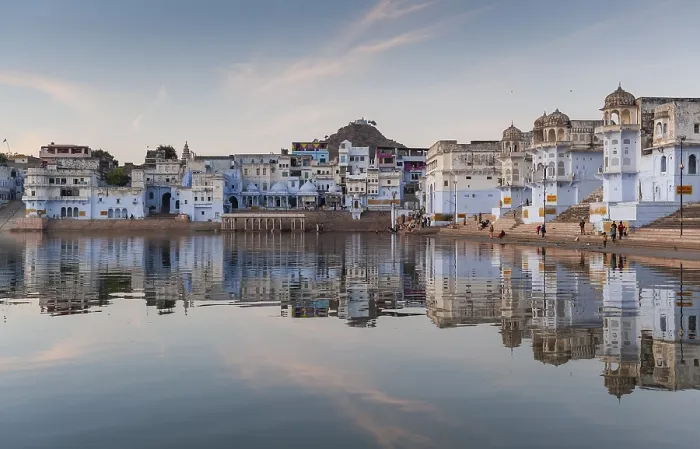 Framed Print : Old town of Pushkar at the holy Pushkar Lake Framed Print : Old town of Pushkar at the holy Pushkar Lake