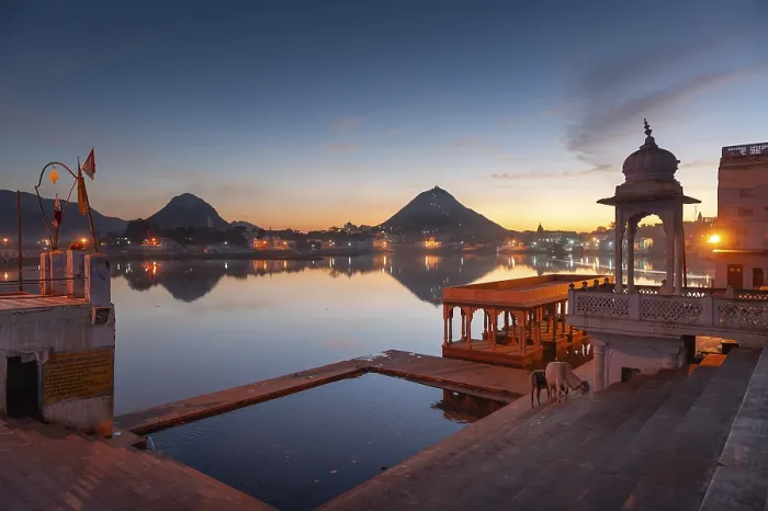 Framed Print : Old town of Pushkar at the holy Pushkar Lake