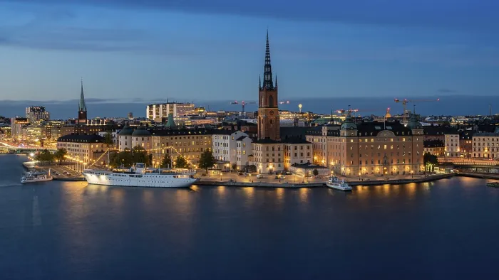 Framed Print : Old Town Stockholm at blue hour