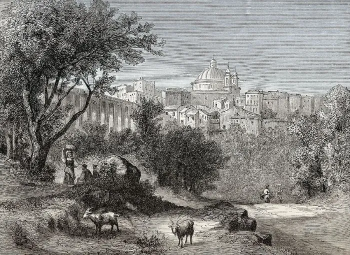 Framed Print : Old view of Ariccia, Metropolitan City of Rome Framed Print : Old view of Ariccia, Metropolitan City of Rome