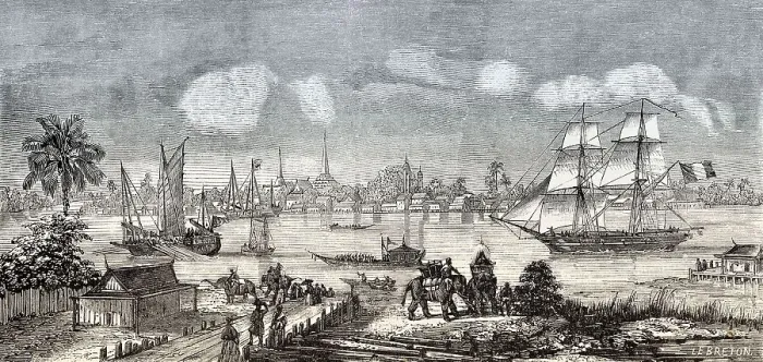 Framed Print : Old view of Bangkok, Thailand, 1857, Asia