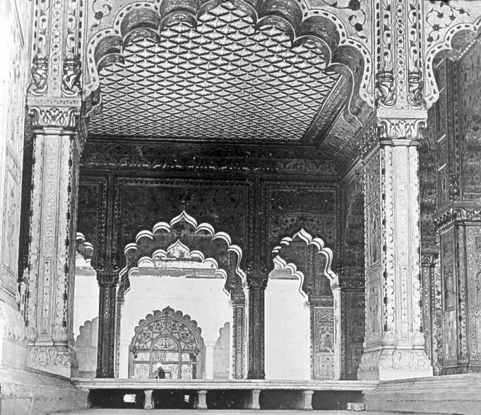 Framed Print : Old vintage lantern slide of interior red fort, Delhi, India, Asia