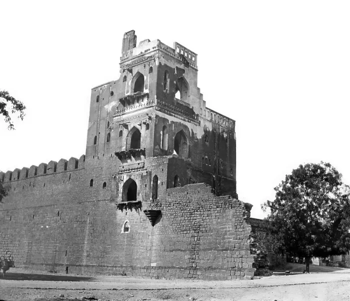 Framed Print : Old vintage lantern slide of St Augustine Tower, Goa, India Asia