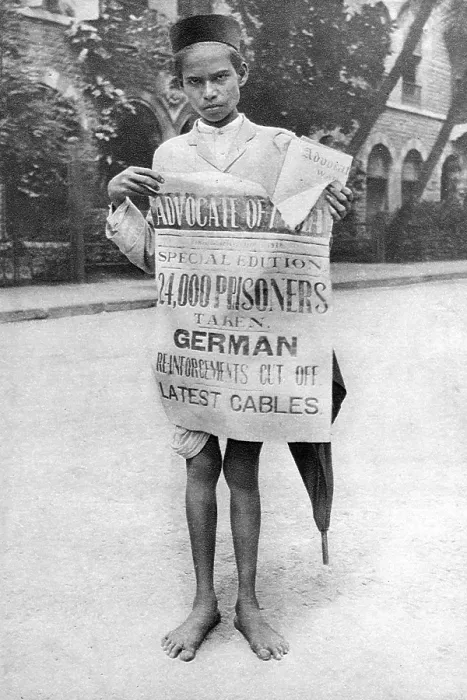 Framed Print : Old vintage photo of newsboy Mumbai Maharashtra India