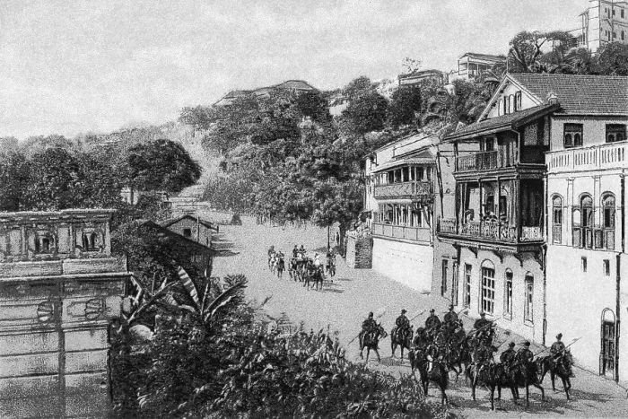 Framed Print : Old vintage photo of Walkeshwar road mumbai maharashtra India