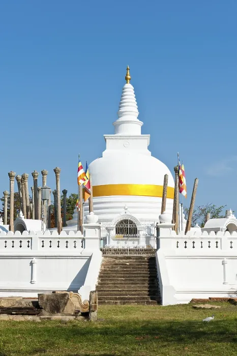 Framed Print : Old white stupa with orange ribbon Framed Print : Old white stupa with orange ribbon