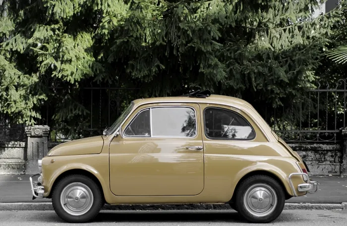 Framed Print : Old Yellow Italian Classic Car