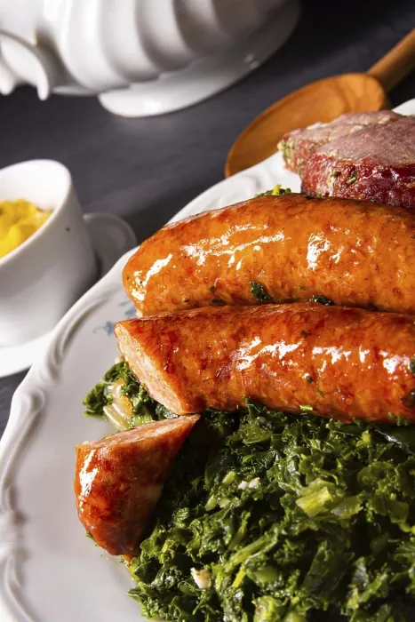 Framed Print : Oldenburg kale with sausage and smoked pork loin