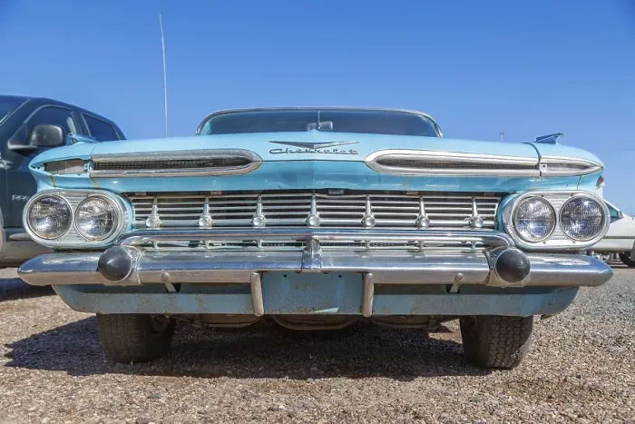 Framed Print : Oldtimer Chevrolet Impala, front grill