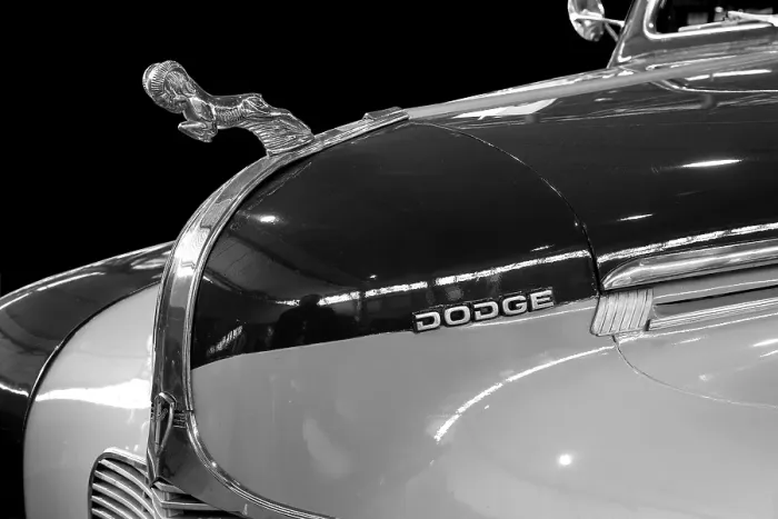 Framed Print : Oldtimer detail, Dodge D14, in black and white Framed Print : Oldtimer detail, Dodge D14, in black and white
