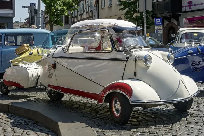 Framed Print : Oldtimer meeting, Vintage Messerschmitt KR 200 with a glass roof, sunscreen and trailer, built from 1955 to 1964, market place, Nidda, Hesse, Germany, Europe Framed Print : Oldtimer meeting, Vintage Messerschmitt KR 200 with a glass roof, sunscreen and trailer, built from 1955 to 1964, market place, Nidda, Hesse, Germany, Europe