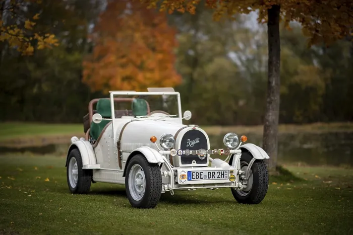 Framed Print : Oldtimer, Replica of a 1923 Bugatti 35 B from the year of completion 1989 stands on the basis of a VW Beetle with a 50