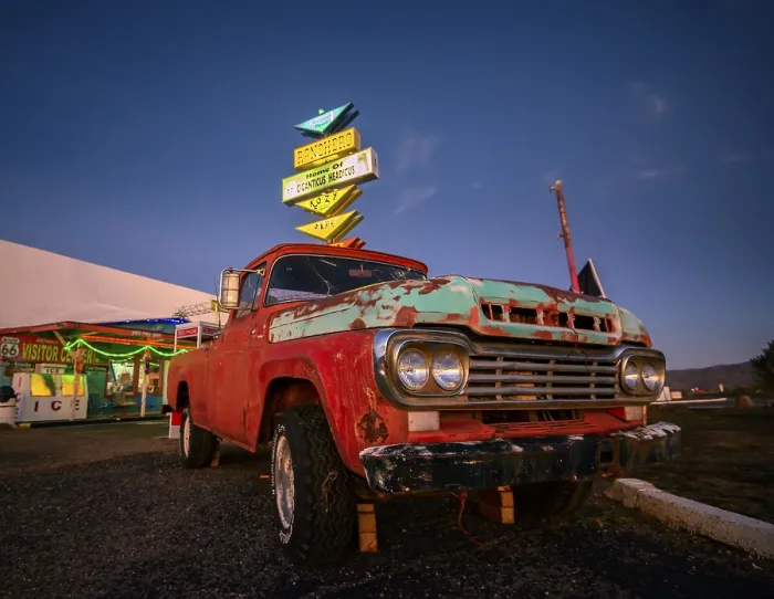 Framed Print : Oldtimer, Truck, Historic service area and gas station Framed Print : Oldtimer, Truck, Historic service area and gas station