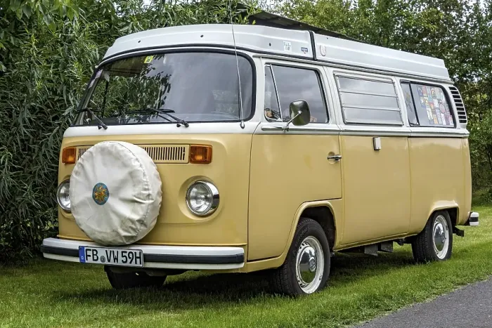 Framed Print : Oldtimer Volkswagen type 2 as camping bus Framed Print : Oldtimer Volkswagen type 2 as camping bus