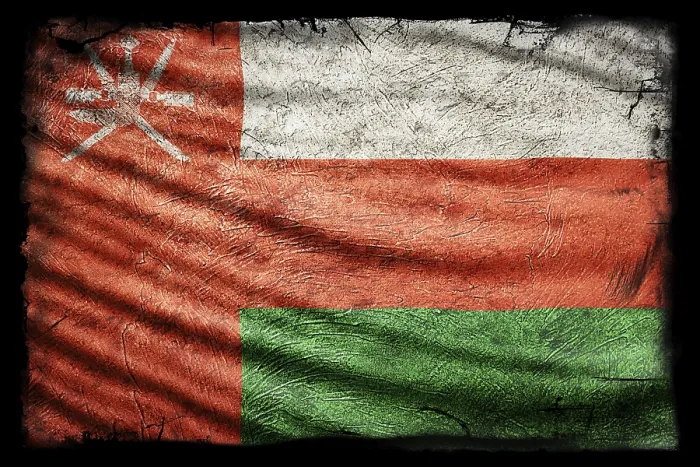 Framed Print : Oman Flag, Grunge Texture Background