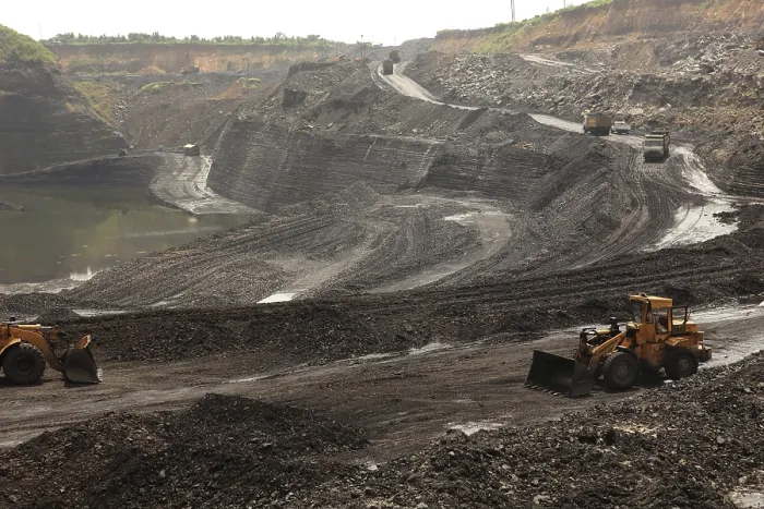 Framed Print : Open cast coal mines of the Mahanadi Coal Fields Limited at Jharsuguda Orissa India