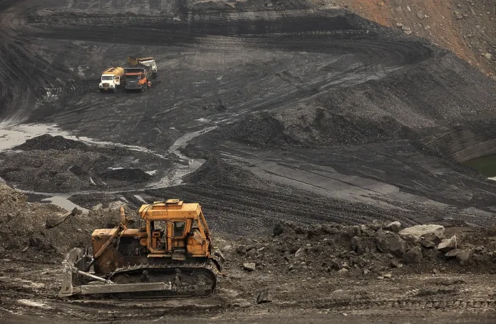 Framed Print : Open cast coal mines of the Mahanadi Coal Fields Limited at Jharsuguda Orissa India
