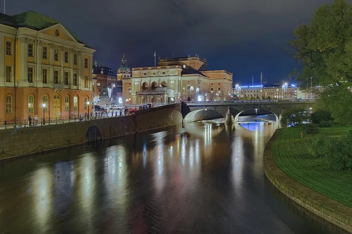 Framed Print : Opera, Illuminated, Stockholm, Sweden, Europe