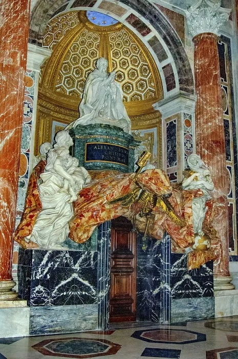 Framed Print : Opulently designed tomb of Pope Alexander VII in St