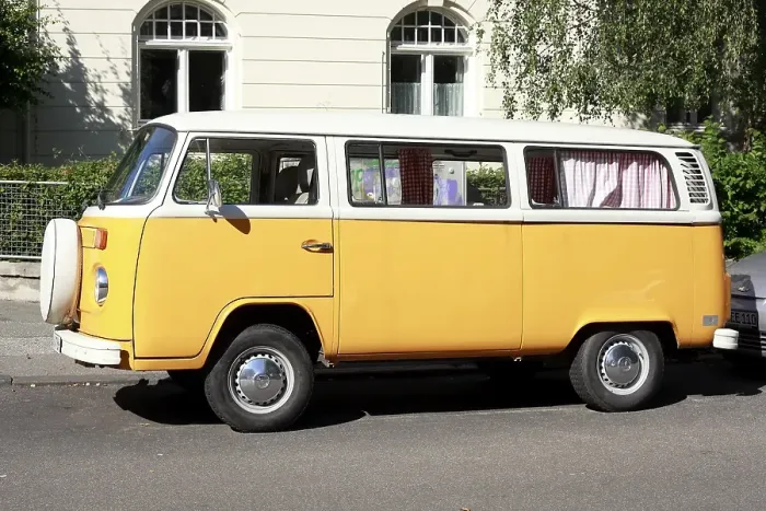 Framed Print : Orange VW Bus, Germany, Europe Framed Print : Orange VW Bus, Germany, Europe