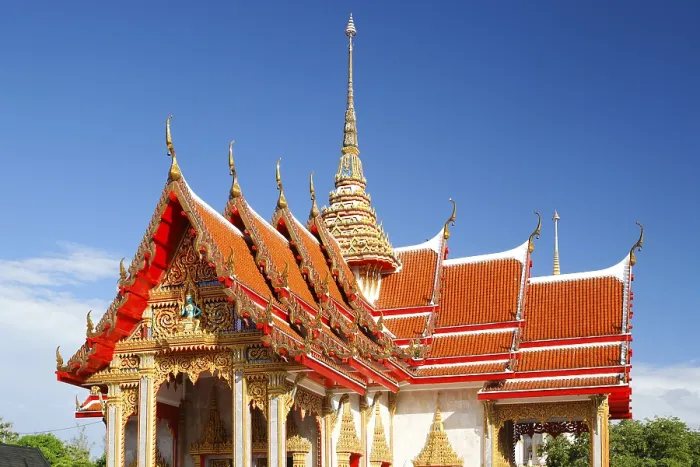 Framed Print : Ornate roof of the pagoda, Wat Chalong temple